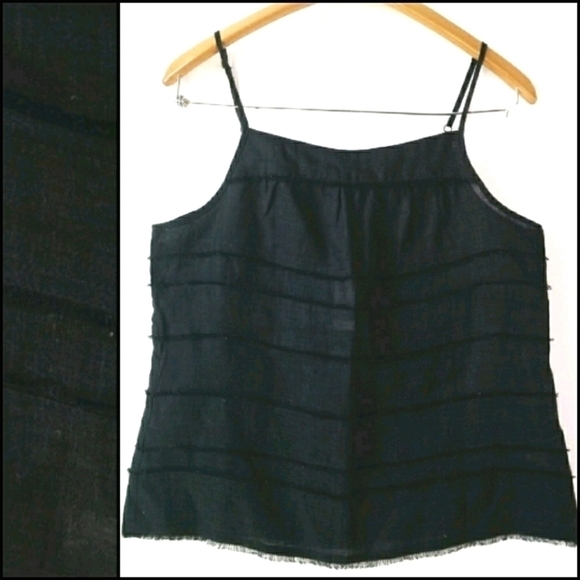Talbots Tops - NEW! TALBOTS Black Linen Tank Top Raw Hem Design 8P.